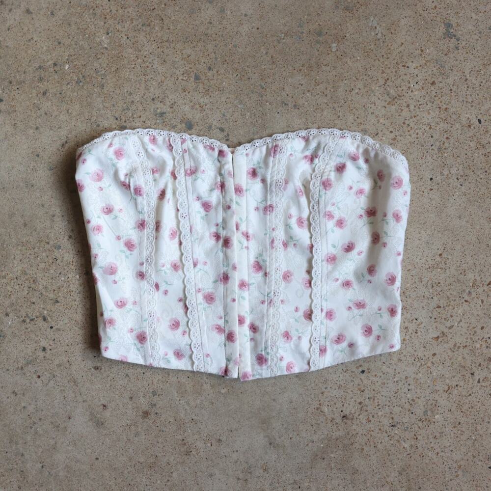 Altar’d State Y2K Floral Strapless Tube Top Smocked Back Bustier Cottagecore M